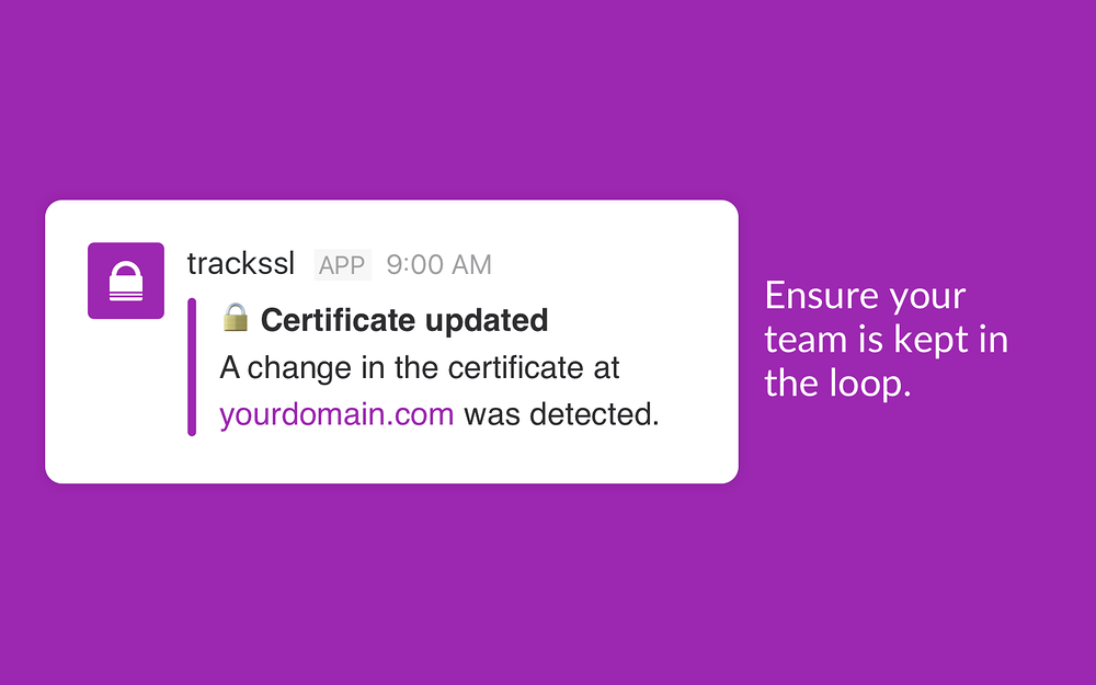 trackssl primary marketing image — Security & Compliance app on the Slack Marketplace