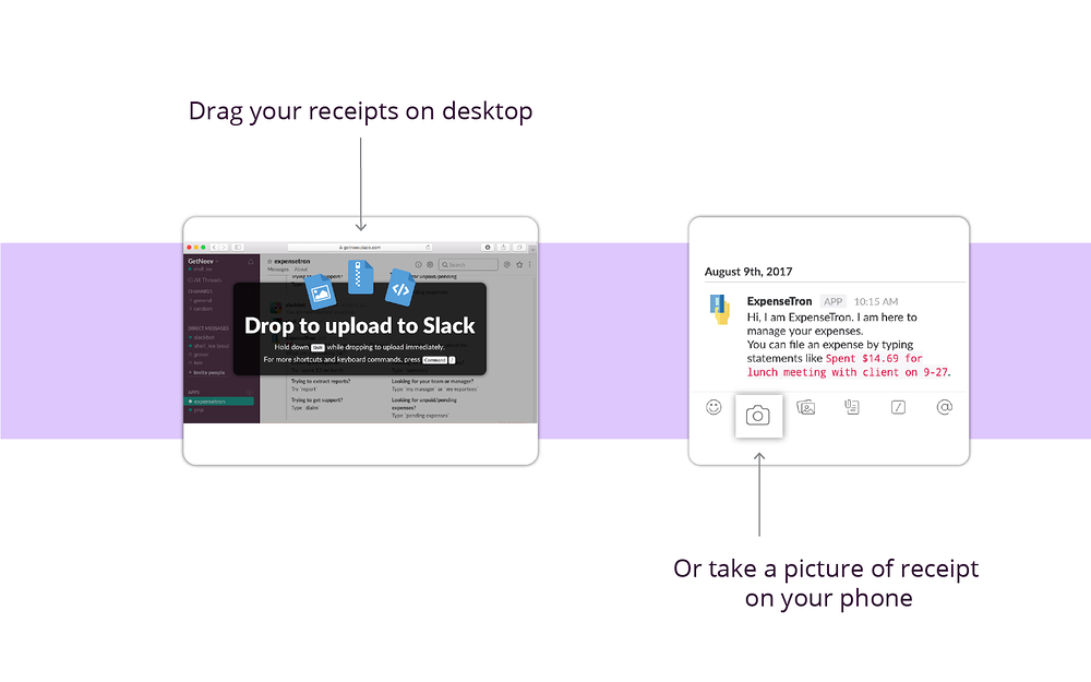 ExpenseTron dashboard view — Finance app on the Slack Marketplace