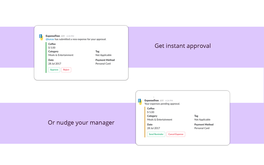 ExpenseTron feature detail — Finance app on the Slack Marketplace