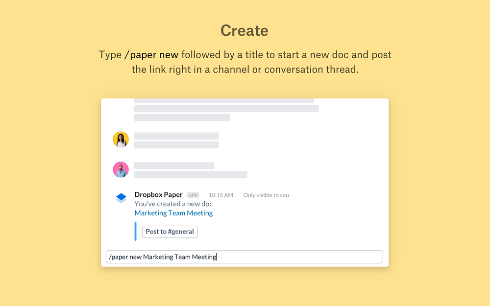 Dropbox Paper settings interface — Design app on the Slack Marketplace
