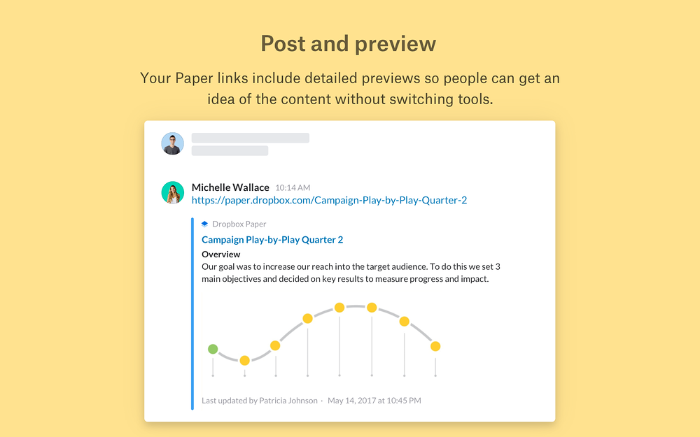 Dropbox Paper feature detail — Design app on the Slack Marketplace