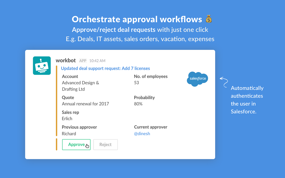 Workbot primary marketing image — Brilliant Bots app on the Slack Marketplace