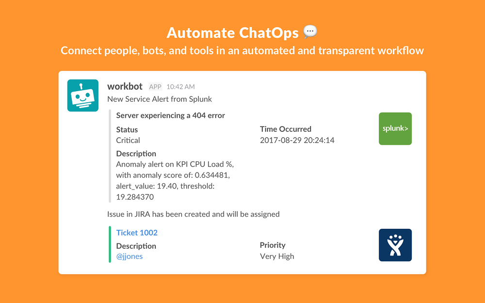 Workbot dashboard view — Brilliant Bots app on the Slack Marketplace