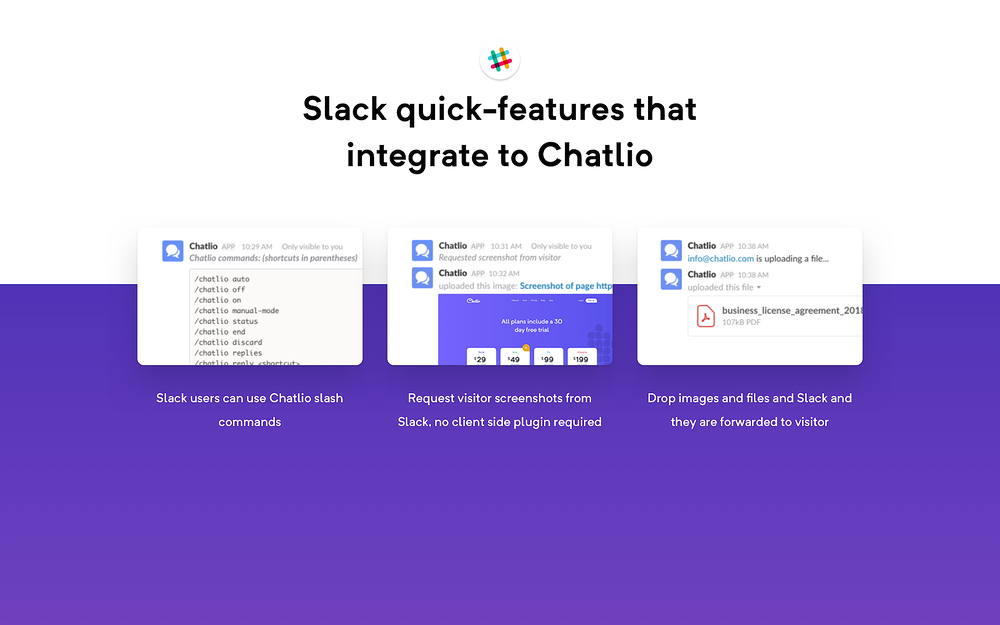 Chatlio mobile preview — Marketing app on the Slack Marketplace