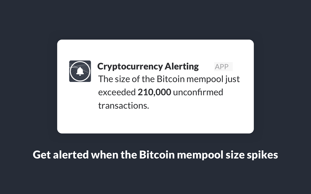 Cryptocurrency Alerting settings interface — Finance app on the Slack Marketplace