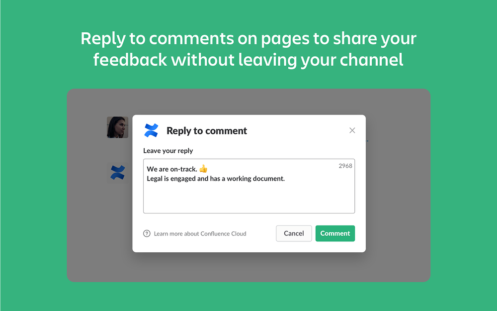 Confluence Cloud feature detail — Project Management app on the Slack Marketplace