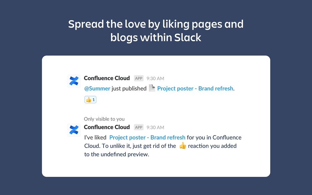 Confluence Cloud settings interface — Project Management app on the Slack Marketplace