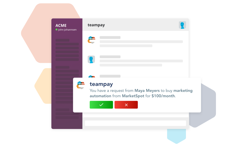Teampay dashboard view — Finance app on the Slack Marketplace