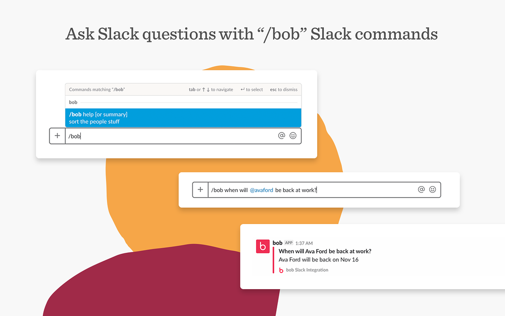 Bob settings interface — HR & Team Culture app on the Slack Marketplace