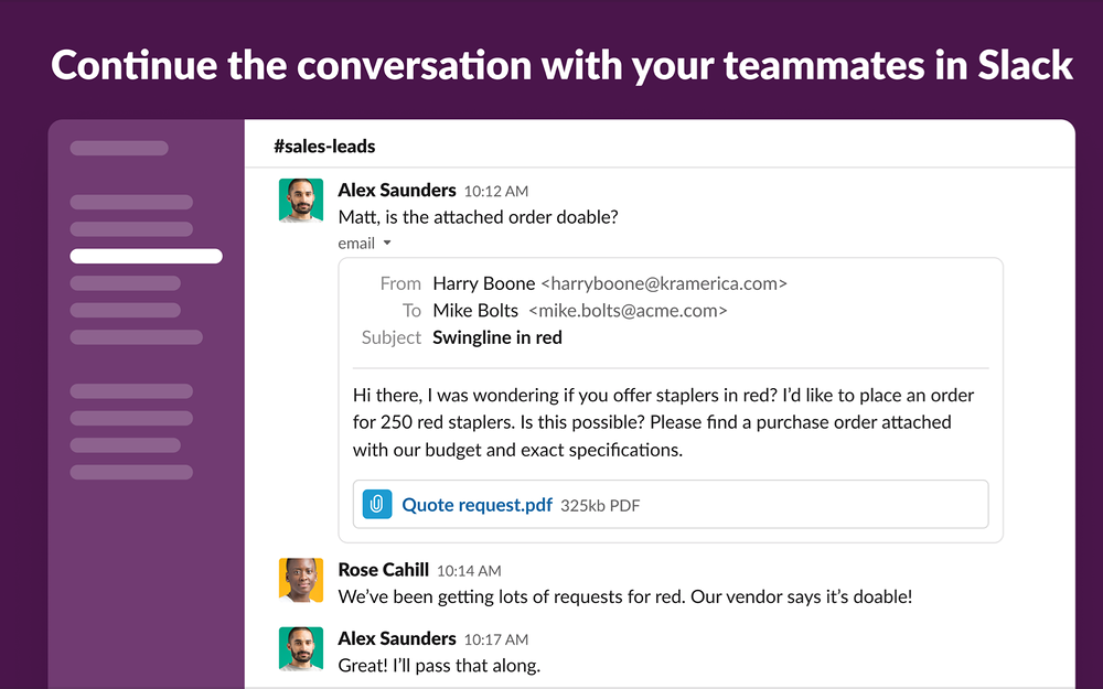 Slack for Outlook feature detail — Daily Tools app on the Slack Marketplace