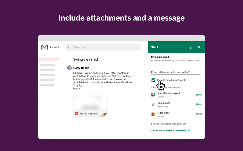 Slack for Gmail™ feature detail — Daily Tools app on the Slack Marketplace