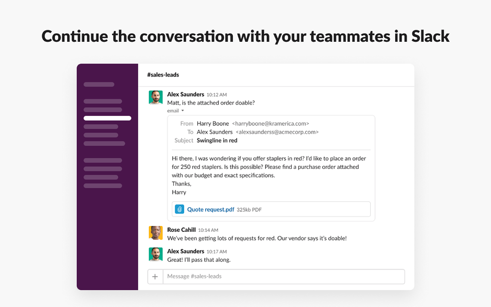 Slack for Gmail™ dashboard view — Daily Tools app on the Slack Marketplace
