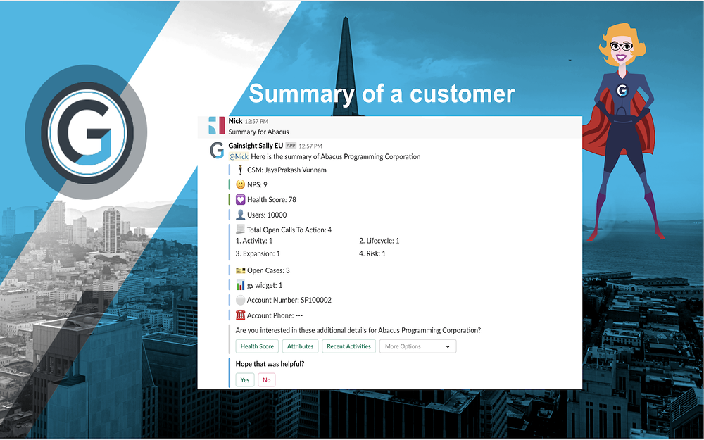 Gainsight Sally EU feature detail — Sales app on the Slack Marketplace