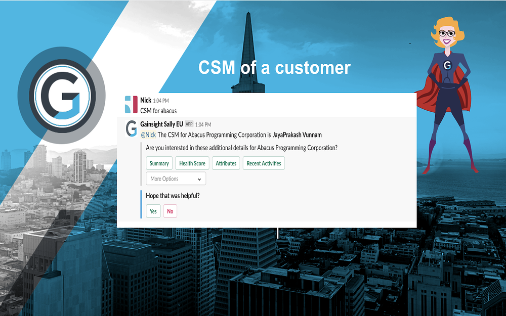 Gainsight Sally EU dashboard view — Sales app on the Slack Marketplace