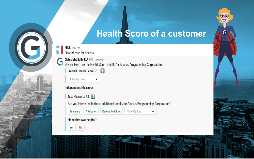 Gainsight Sally EU primary marketing image — Sales app on the Slack Marketplace
