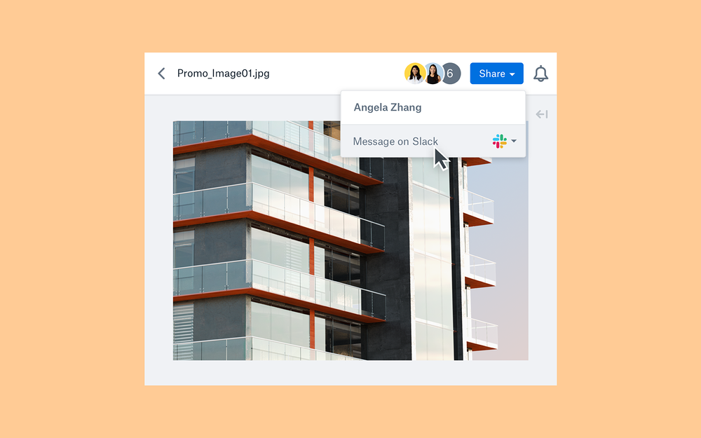 Dropbox dashboard view — Design app on the Slack Marketplace