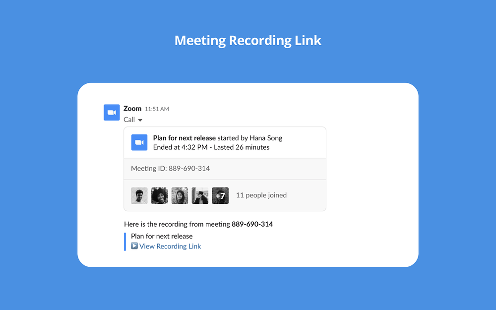 Zoom feature detail — Communication app on the Slack Marketplace