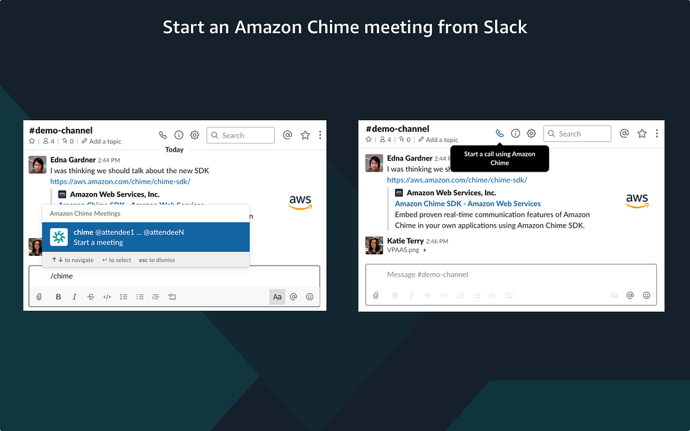 Amazon Chime Meetings primary marketing image — Voice & Video app on the Slack Marketplace