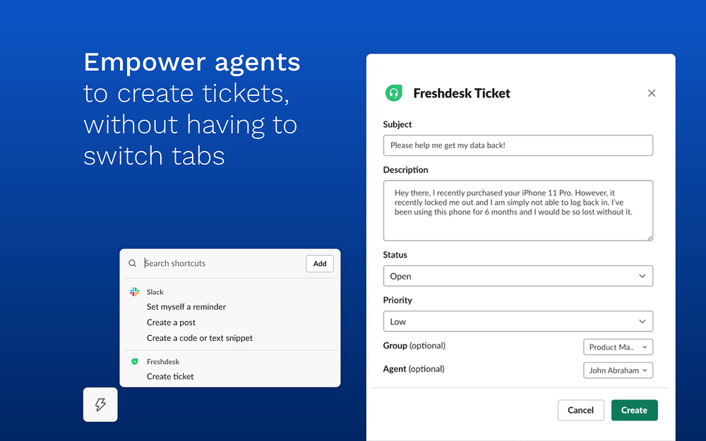 Freshdesk primary marketing image — Customer Support app on the Slack Marketplace