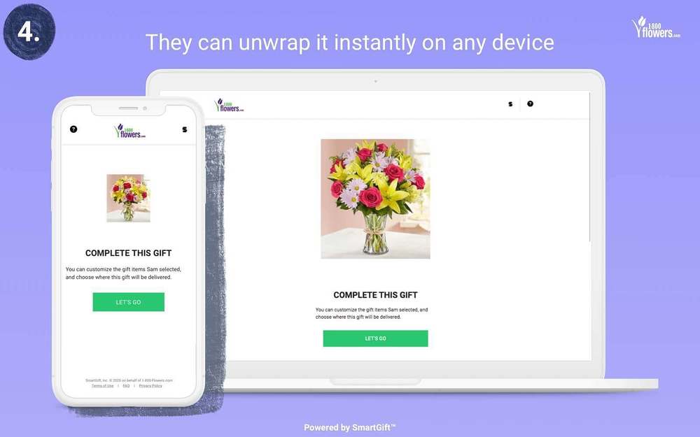 1800Flowers SmartGift settings interface — Social & Fun app on the Slack Marketplace