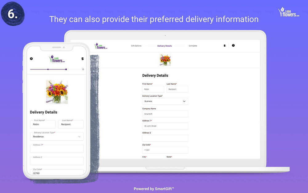 1800Flowers SmartGift mobile preview — Social & Fun app on the Slack Marketplace