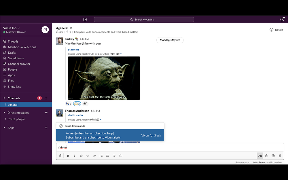 Vivun for Slack feature detail — Sales app on the Slack Marketplace