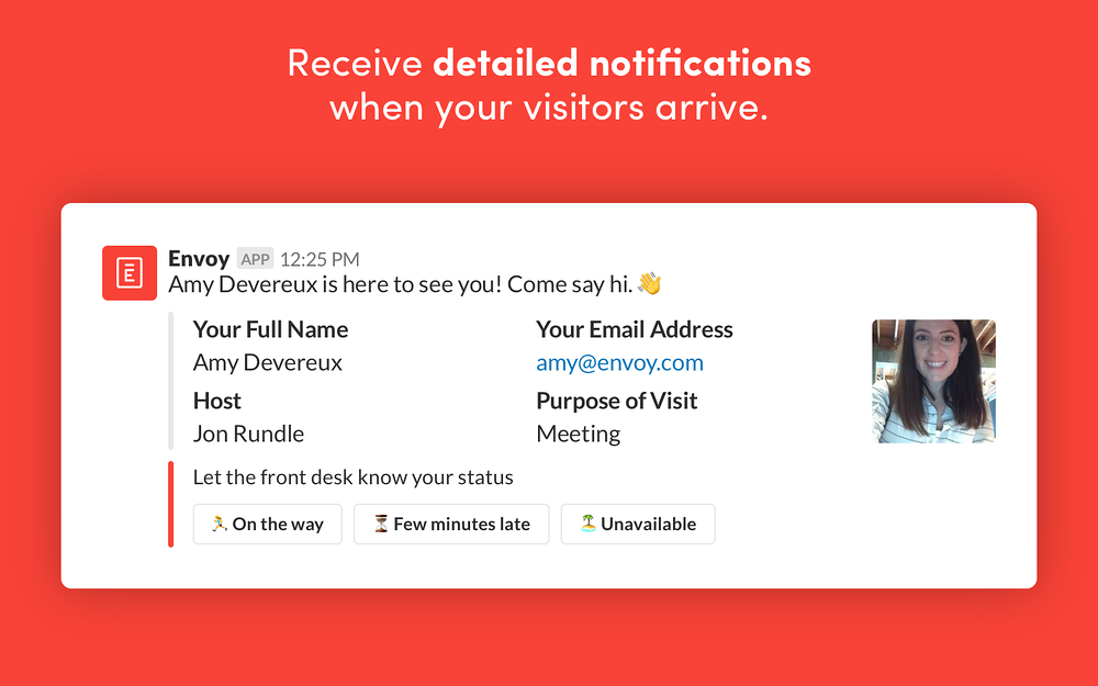 Envoy dashboard view — Security & Compliance app on the Slack Marketplace