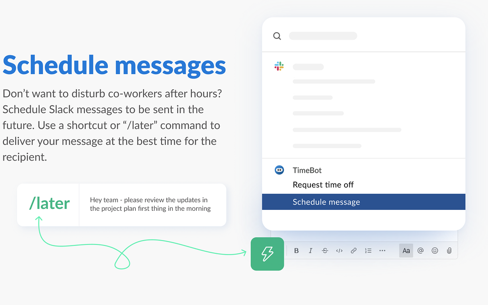 TimeBot settings interface — Analytics app on the Slack Marketplace