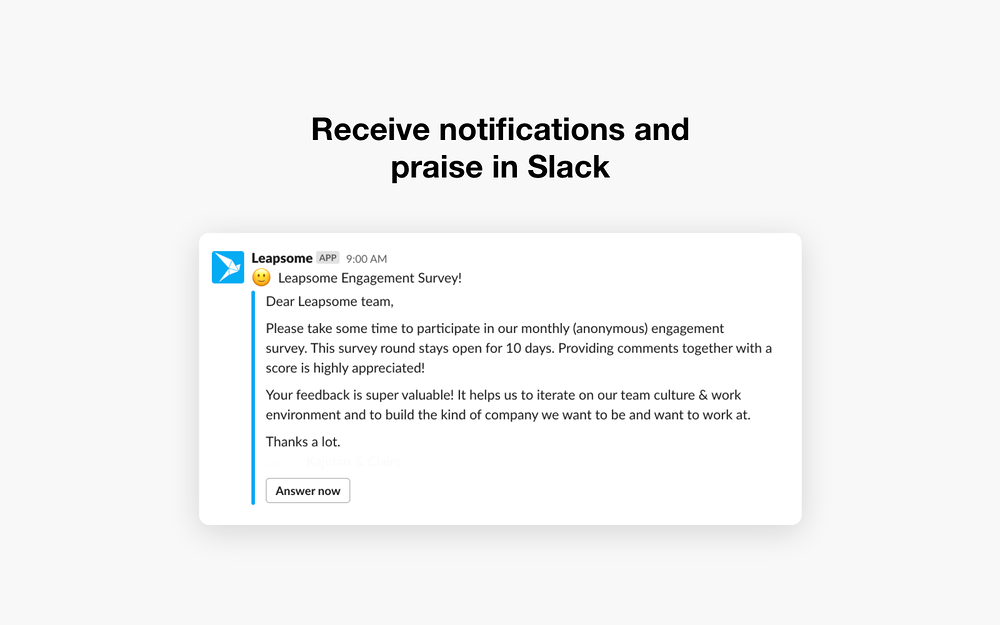Leapsome integration setup — HR & Team Culture app on the Slack Marketplace