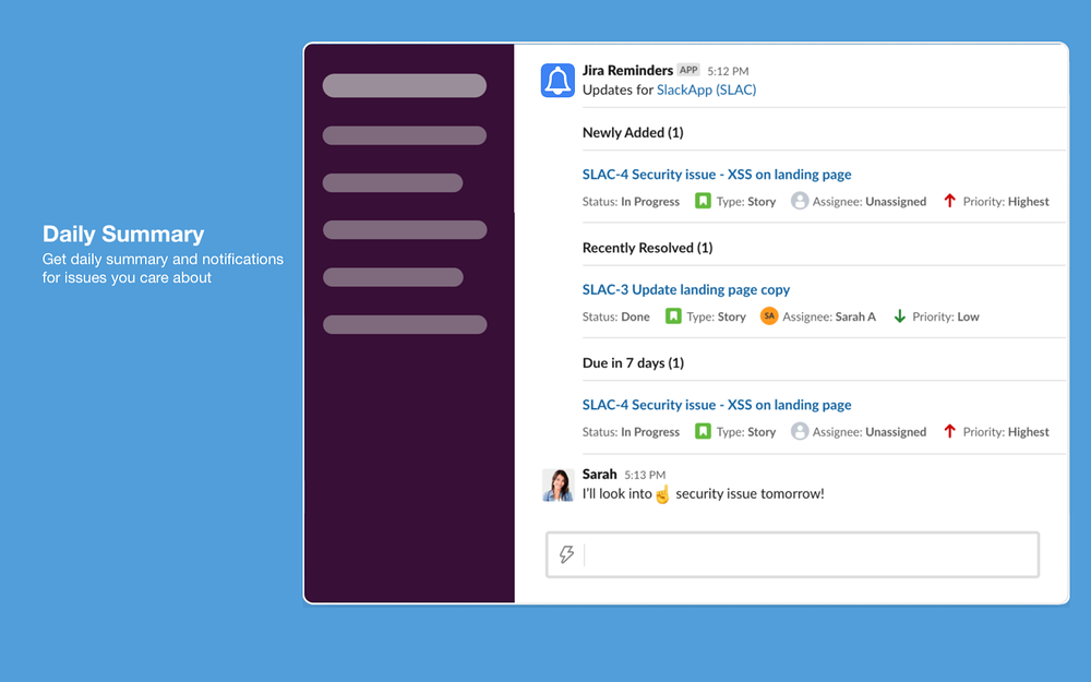 Jira Reminders primary marketing image — Project Management app on the Slack Marketplace