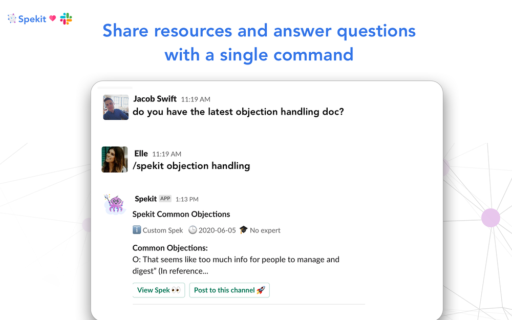 Spekit feature detail — Sales app on the Slack Marketplace