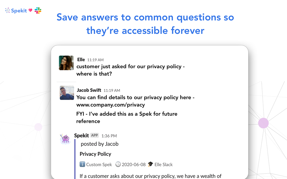 Spekit settings interface — Sales app on the Slack Marketplace