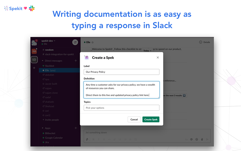 Spekit integration setup — Sales app on the Slack Marketplace
