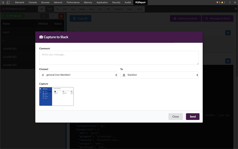 RQ Report settings interface — Project Management app on the Slack Marketplace