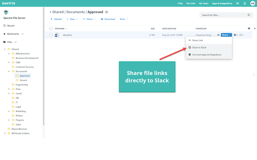 Egnyte primary marketing image — File Management app on the Slack Marketplace