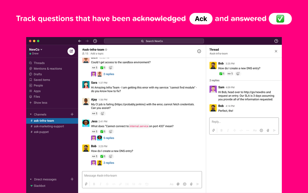 Ackly primary marketing image — Customer Support app on the Slack Marketplace