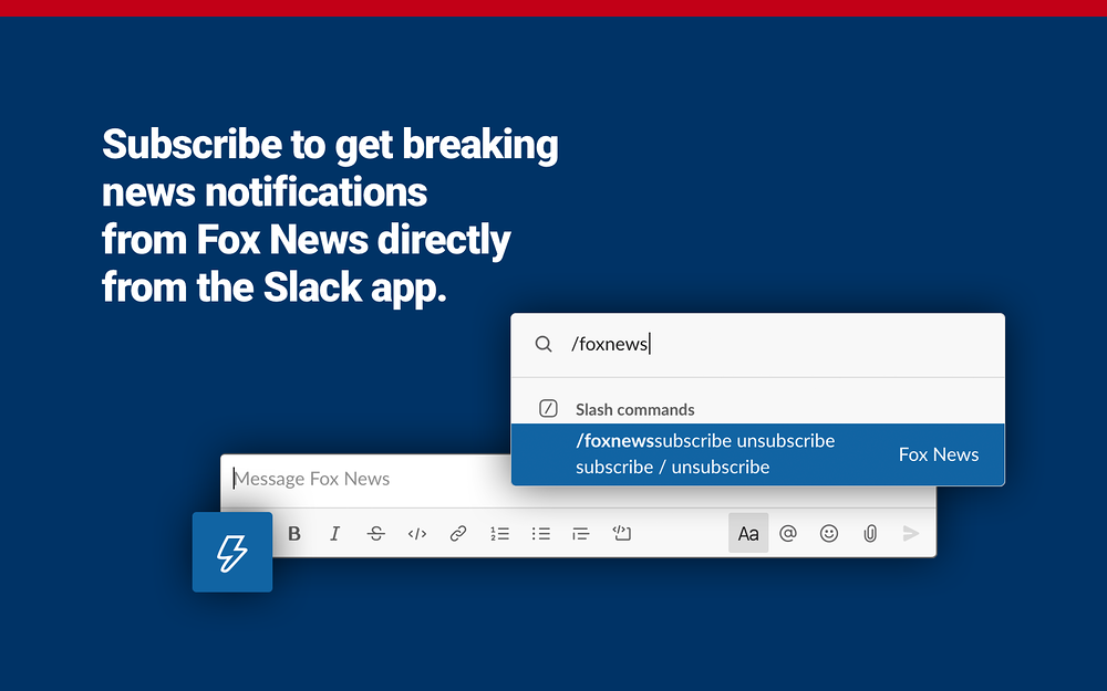 Fox News dashboard view — Media & News app on the Slack Marketplace