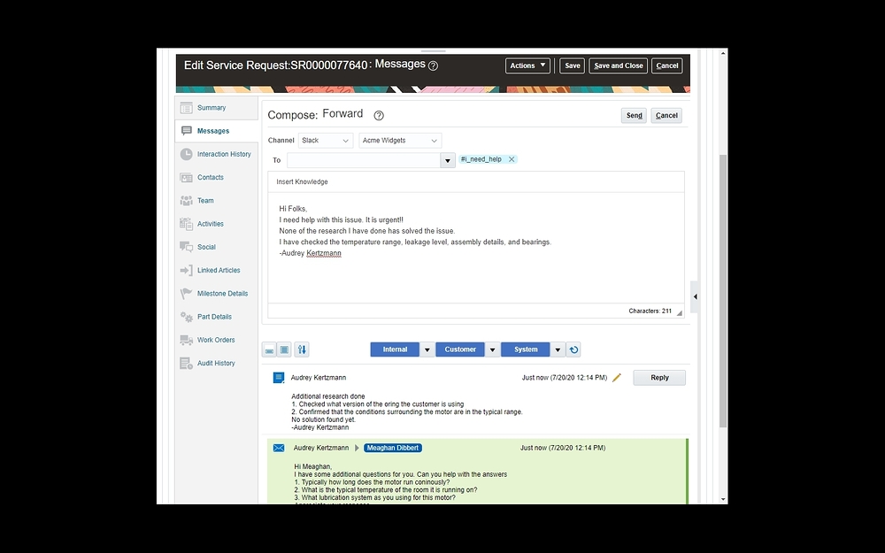 Oracle CX Sales & Service dashboard view — Sales app on the Slack Marketplace