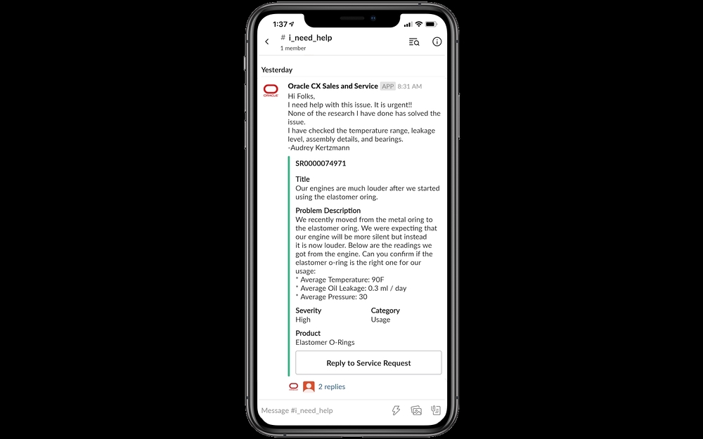 Oracle CX Sales & Service settings interface — Sales app on the Slack Marketplace
