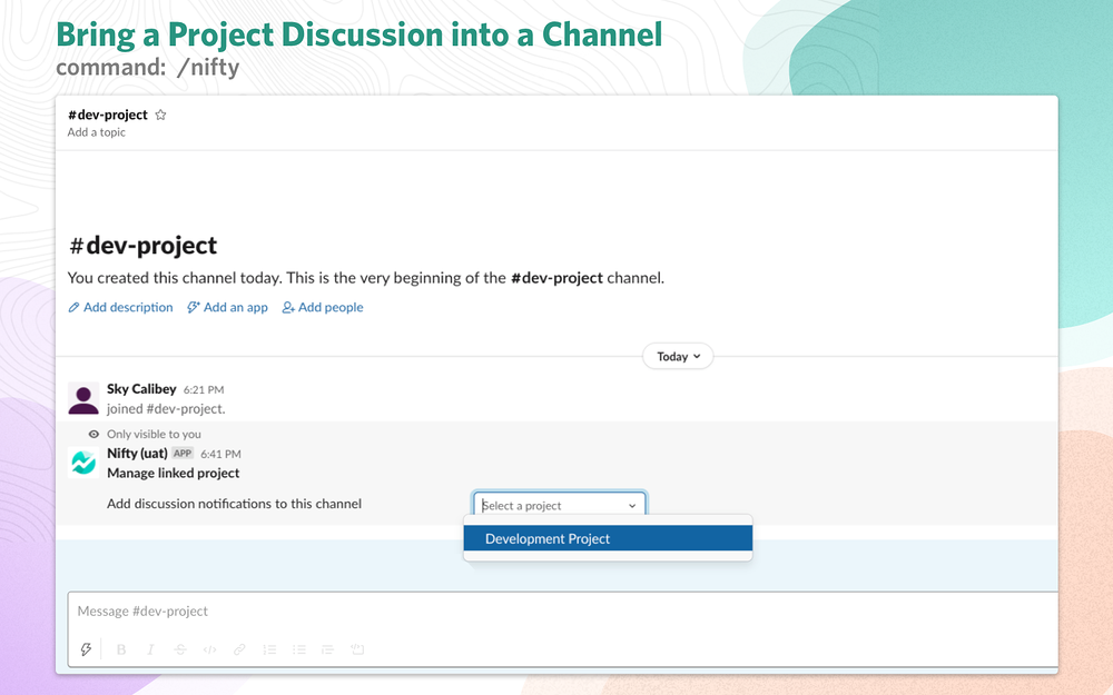 Nifty primary marketing image — Project Management app on the Slack Marketplace