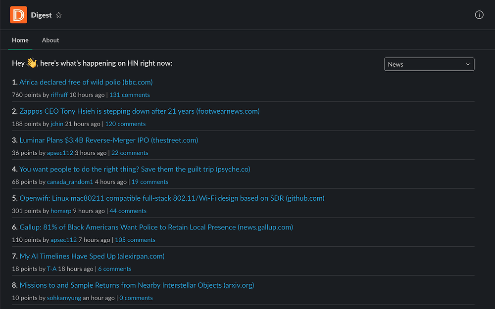 Digest primary marketing image — Media & News app on the Slack Marketplace