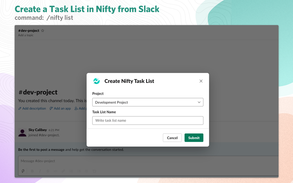 Nifty feature detail — Project Management app on the Slack Marketplace