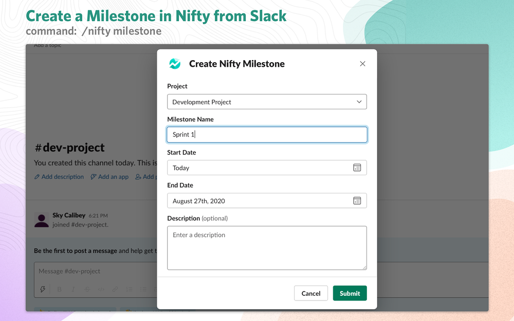 Nifty settings interface — Project Management app on the Slack Marketplace