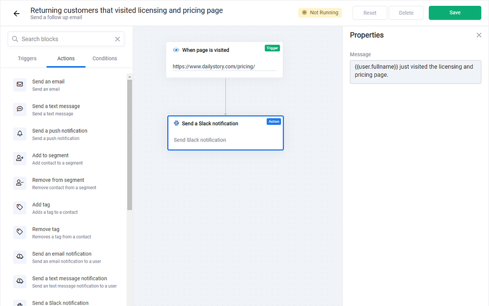 DailyStory dashboard view — Marketing app on the Slack Marketplace