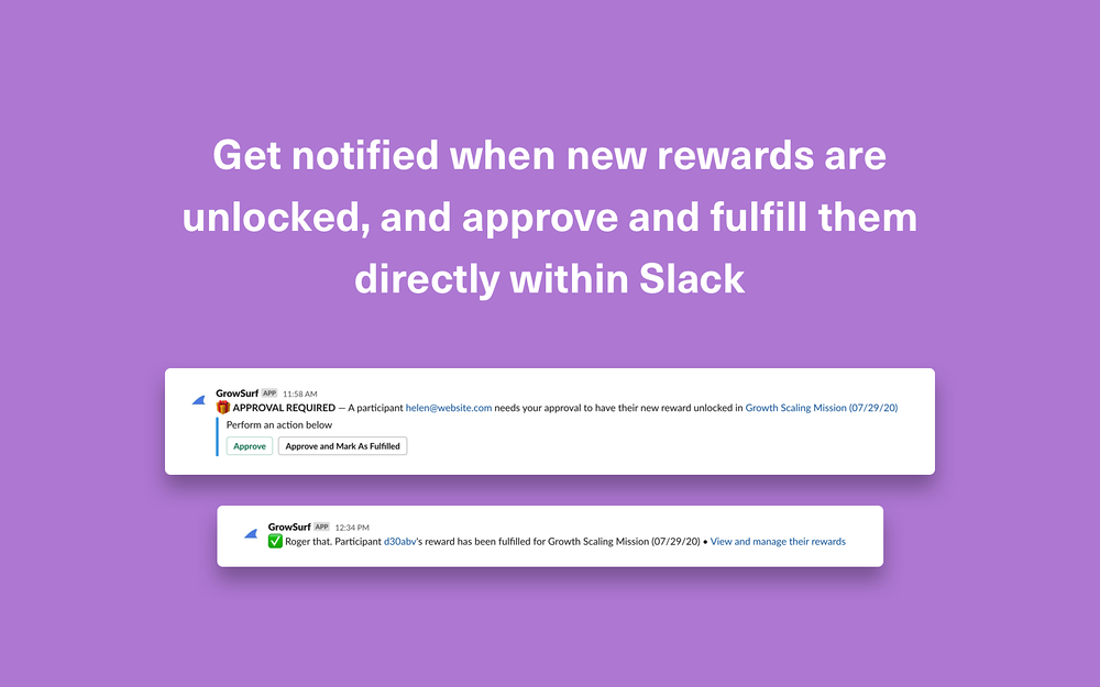 GrowSurf feature detail — Marketing app on the Slack Marketplace