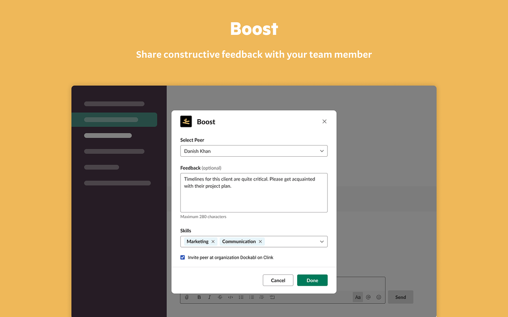 Clink primary marketing image — Project Management app on the Slack Marketplace