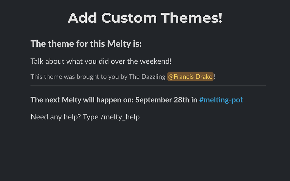 Melting Pot feature detail — Social & Fun app on the Slack Marketplace