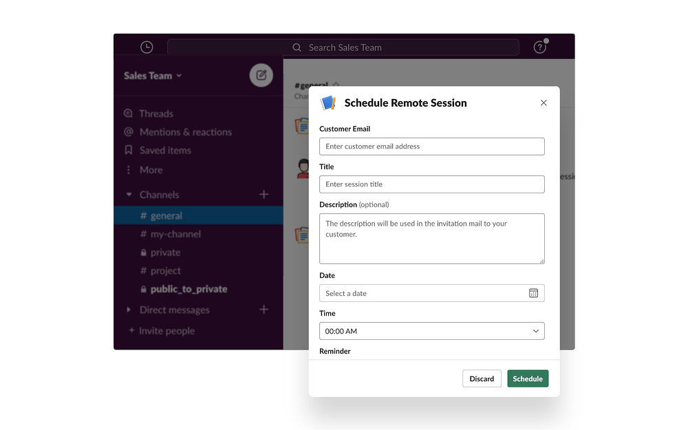Zoho Assist feature detail — Customer Support app on the Slack Marketplace