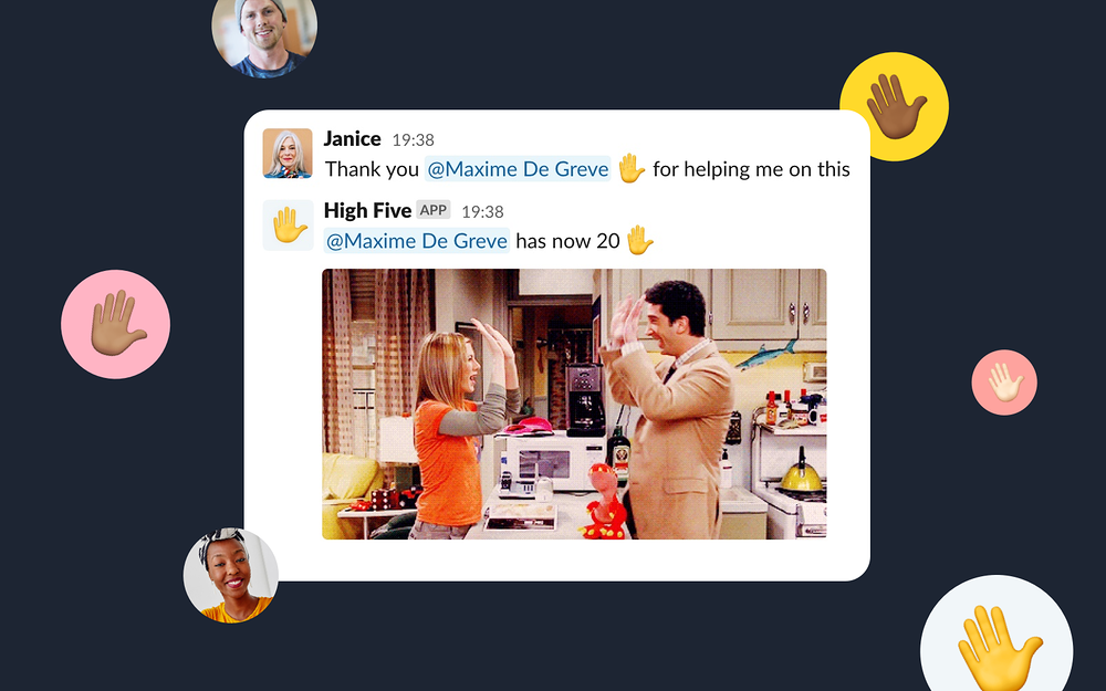 High Five primary marketing image — Health & Wellness app on the Slack Marketplace