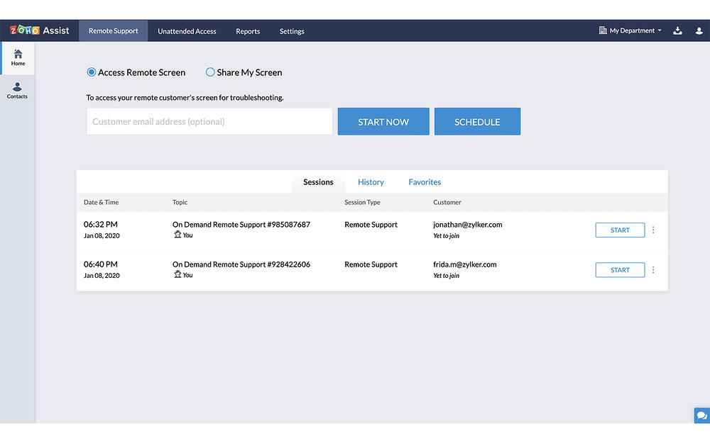 Zoho Assist settings interface — Customer Support app on the Slack Marketplace